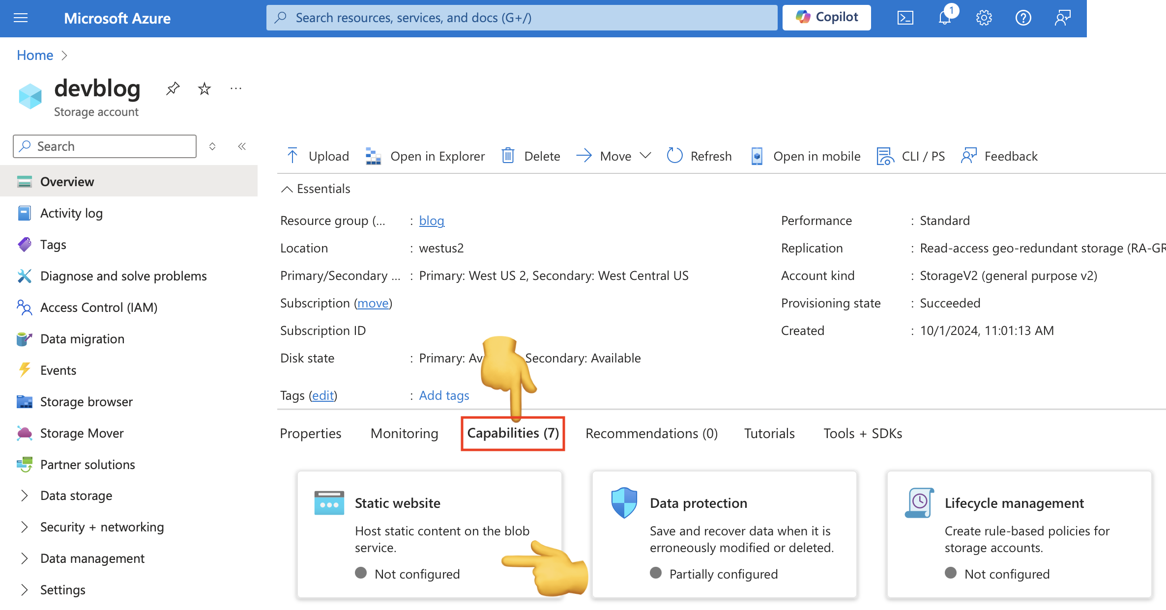 Enable Static Website